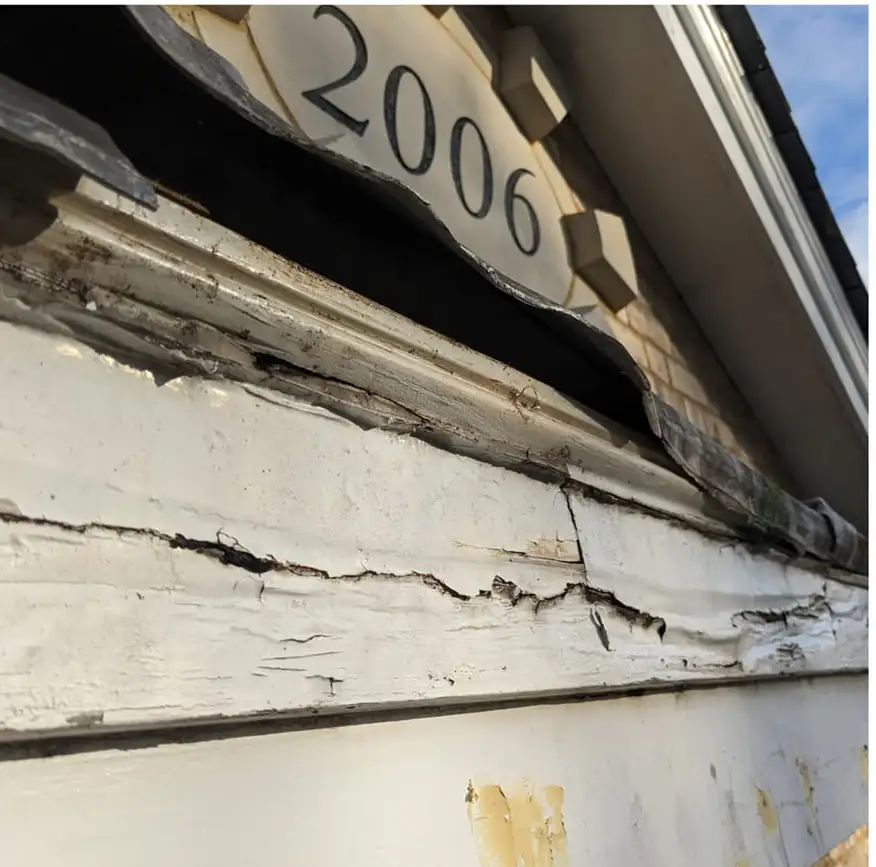 damaged and weathered facade
